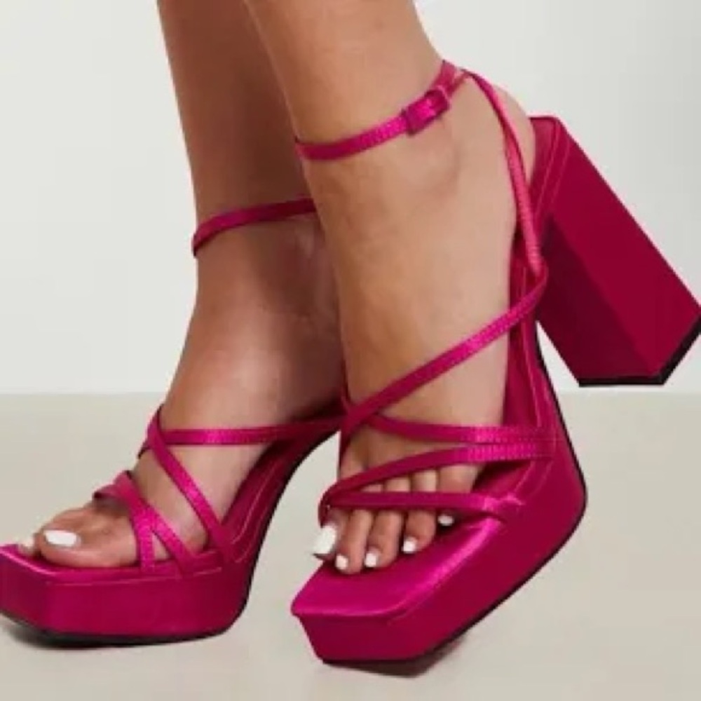 Zara Pink Platform Sandals with Chunky Heel